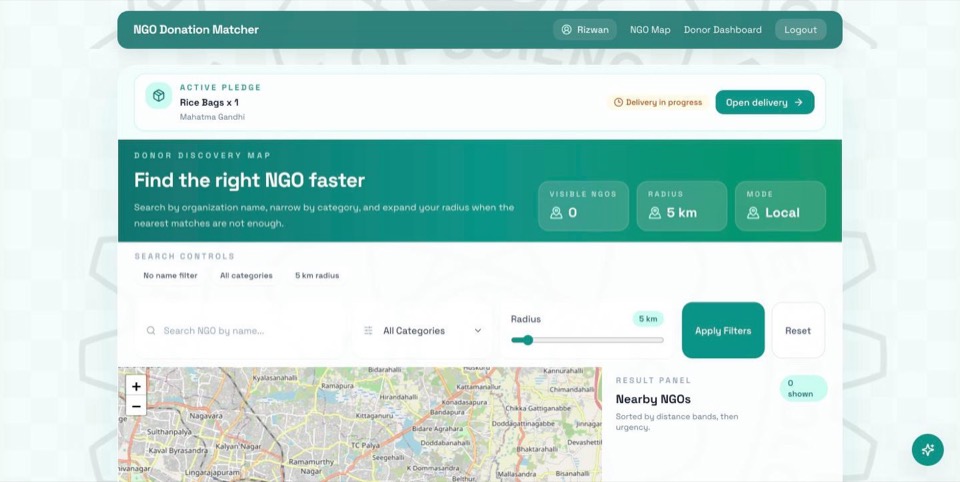 NGO Donor Matcher screenshot